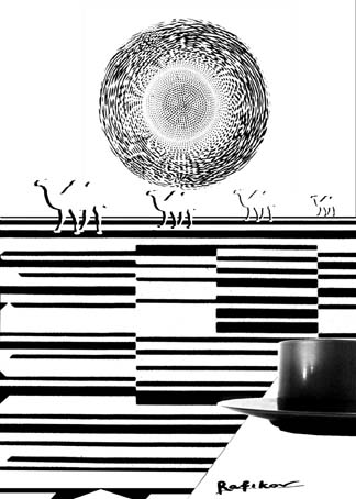 Caravan, desert and coffee