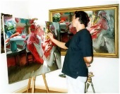 Я всегда полагал, что живопись должна быть красивой, очень красивой. В этом, на мой взгляд, заключается суть предмета. В противном случае какой в нем смысл? Вы же не станете слушать музыку, если звук не приятен слуху. Я не имею ввиду ту банальную красивость и бесконечные «измы», которыми завален весь современный арт рынок. Как мне кажется, в эпоху глобальной стандартизации ,лишь неординарный взгляд на вещи в сочетании с изысканной формой и индивидуальным цветовосприятием, делают изображаемый предмет подлинным произведением искусства. Очень важным для меня остается всегда неравнодушное отношение к изображению, та «первичная» мотивация, которая поглощает художника и движет им в работе, наполняя смыслом весь творческий процесс, да, и жизнь
ДЕНЬ/МЕСТО РОЖДЕНИЯ
29 марта, 1965 г.,
г. Ленинград
ОБРАЗОВАНИЕ
Живописное отделение Железнодорожного художественного училища (май, 1987 г.)
НАГРАДЫ
Серебряная медаль ВДНХ СССР за серию плакатов о свободе творчества (март, 1988 г.)
ЗВАНИЕ
Член Союза Художников Санкт-Петербурга (март, 2000 г.)
ПЕРСОНАЛЬНЫЕ ВЫСТАВКИ
1. -Дворец Кочубея в г. Пушкине (октябрь, 1997 г.)
2. -Торговый дом Элегант (август, 1999 г.)
3. -Голубая гостинная СПб СХ (сентябрь, 2001 г.)
4. -Галерея Выставочного центра СПб СХ (июньиюль, 2004 г.)
СОВМЕСТНЫЕ ВЫСТАВКИ
1. -Гранд-отель "Европа" (июль, 1999 г.)
2. -Дворец Кочубея в г. Пушкин (октябрь, 1999 г.)
ВЫСТАВКИ
1. -Осенняя выставка в СПб СХ (ноябрь, 1999 г.)
2. -Выставка принятых в СПб СХ (февраль, 2000 г.)
3. -Московский Международный художественный салон в Москве (март, 2000 г.)
4. -Весенняя выставка СПб СХ (ноябрь, 2000г.)
5. -Выставка "Москва-Петербург", Манеж, Москва (декабрь, 2000 г.)
6. -Весенняя выставка СПб СХ (2001 г.)
7. -V международная художественная ярмарка в ЦДХ в Москве (май, 2001 г.)
8. -Осенняя выставка СПБ СХ (ноябрь, 2001 г.)
9. -Выставка "70 лет СПб СХ" (июль, 2002 г.)
10. -Весенняя выставка СПб СХ (2006 г.)
11. -Выставка "75 лет ЛОСХУ" (ноябрь, 2008 г.)
КОЛЛЕКЦИИ
Работы Ю. Козлюка находятся в частных коллекциях в США, Франции, Южной Кореи, Японии, Германии, России. В частности: в собраниях государственного музея-заповедника "Царицыно", фармацевтической компании "СИА Интернешнл" (Москва), Елены Маркс (США), Д. Алиева "Лукойл", (Москва), Н. Кудрявцевой ("Норильск Никель", Москва), Романа Виктюка (Москва) и др.
ПРОФЕССИОНАЛЬНАЯ ДЕЯТЕЛЬНОСТЬ
1. -Станковая живопись (портрет, пейзаж, натюрморт);
2. -Музейное копирование;
3. -Театральный плакат;
4. -Декоративная роспись интерьера. Козлюк Юрий Владимирович